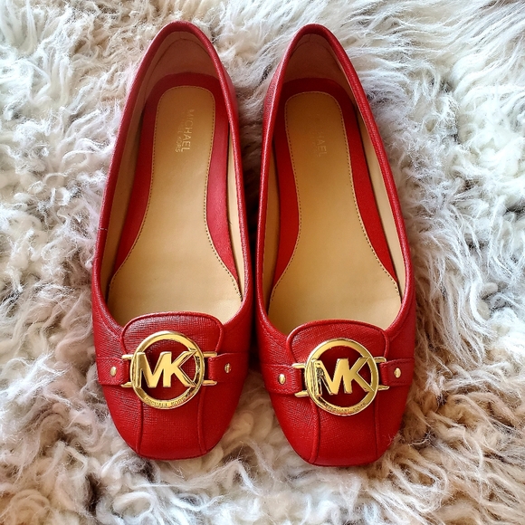Michael Kors Red Leather Ballet Flats - Picture 1 of 9